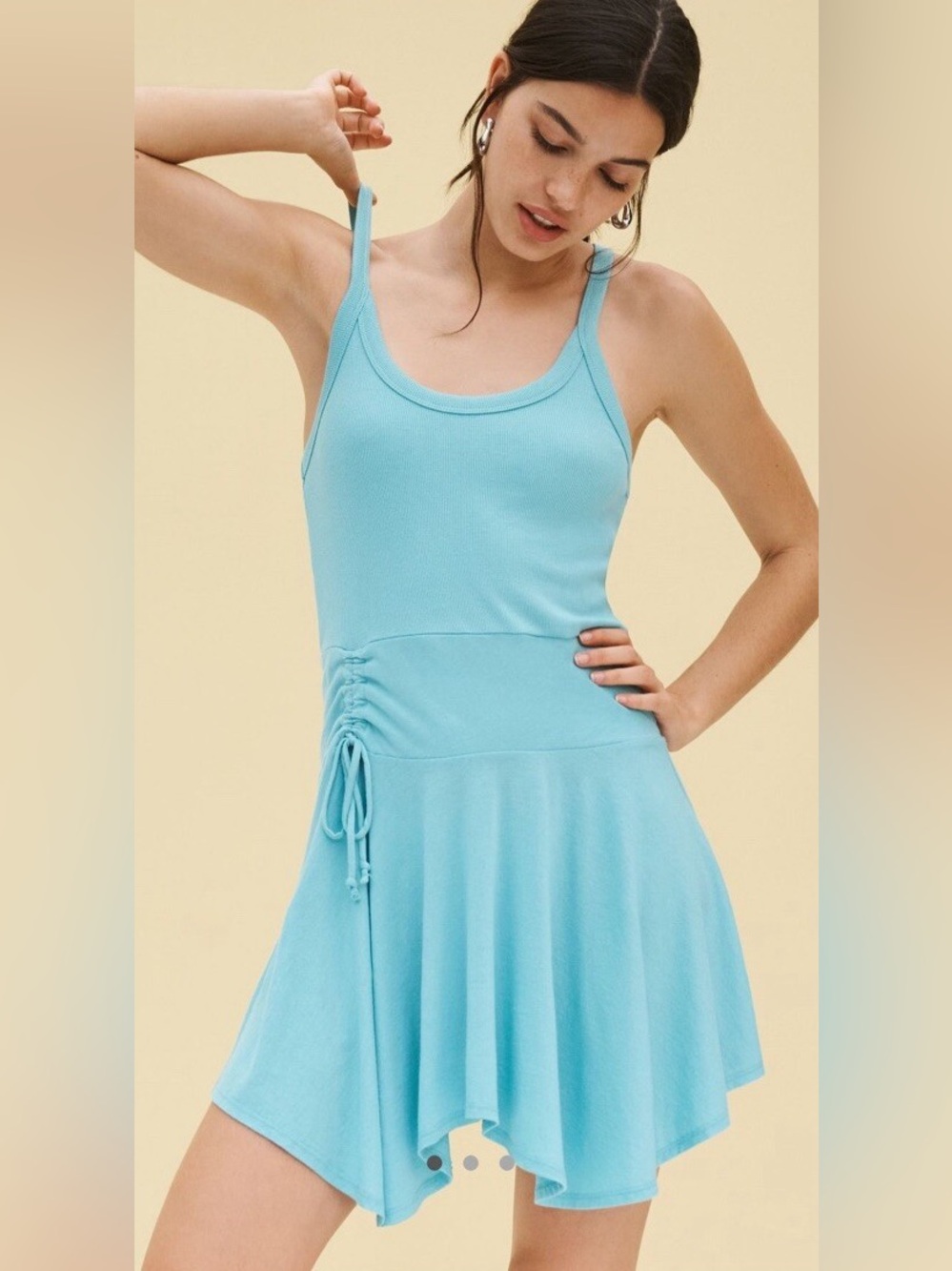 NWT. Anthropologie. Daily Practice Half Pipe Mini Dress. Sky Blue. Size Small.